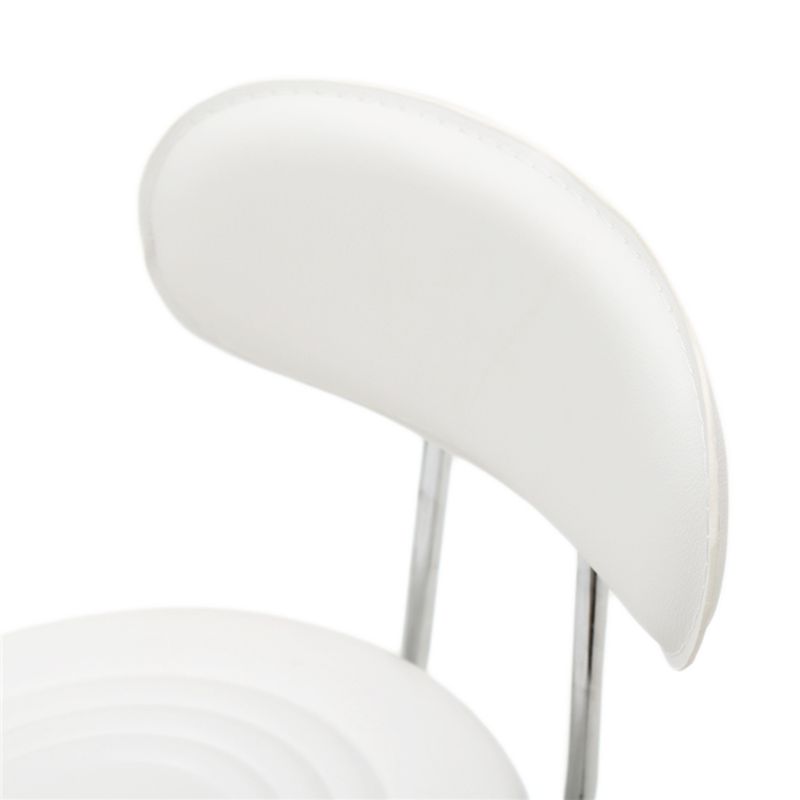 Tabouret rond blanc à dossier texturé – Repose-pieds réglable pour salon avec support ergonomique_voghion.com