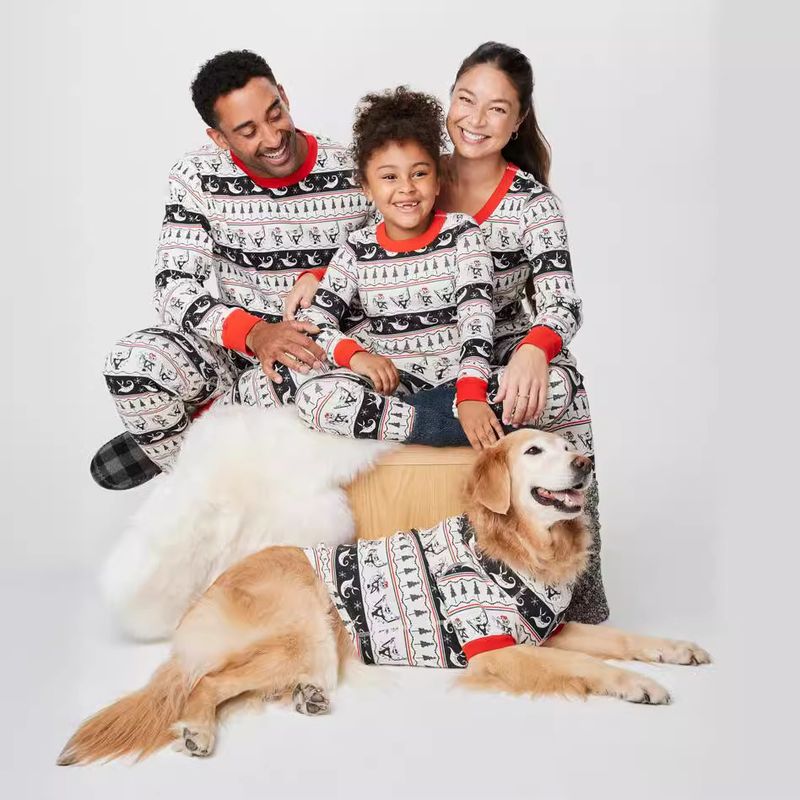 Whimsical Christmas Family Matching Pajama Set – Ultra-Soft Polyester Sleepwear With Playful Prints For Parents & Kids_voghion.com