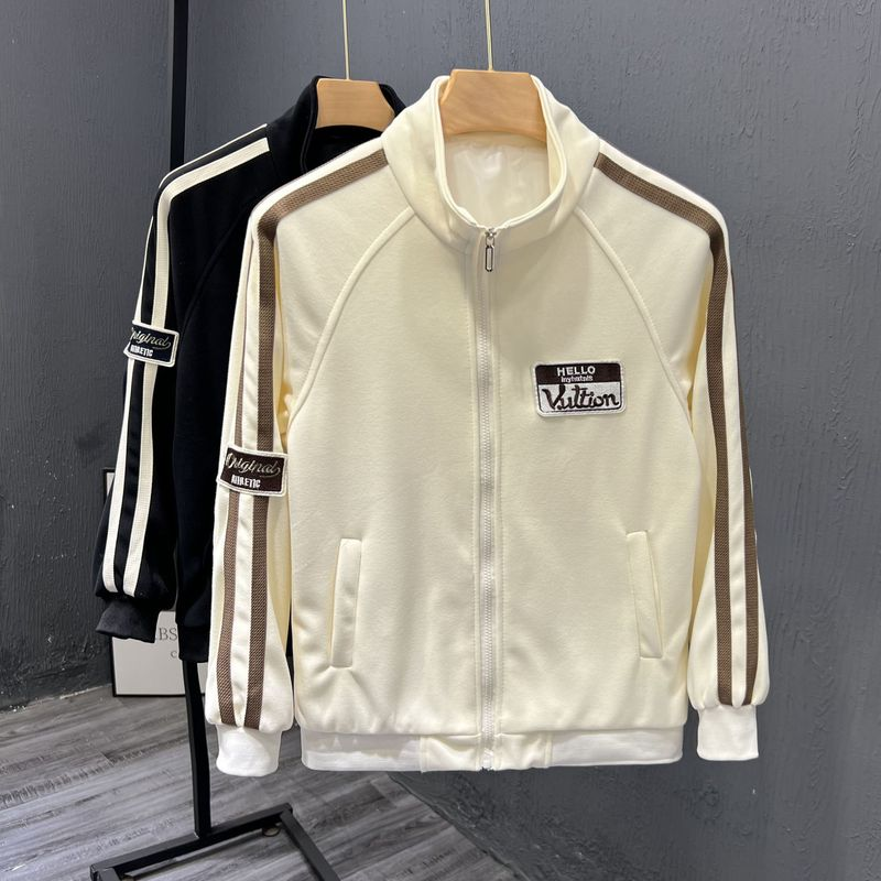 Trendy Brand Two Bar Decorative Standing Collar For 2023 Spring Autumn Season New Men's Sports And Leisure Hoodie Jacket_voghion.com