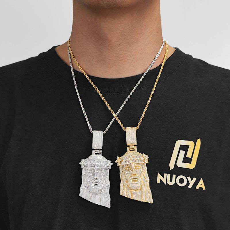 Collana con ciondolo a forma di statua in zircone quadrato con diamanti, gioielli hip hop da uomo, di alta qualità, con ciondolo da uomo._voghion.com