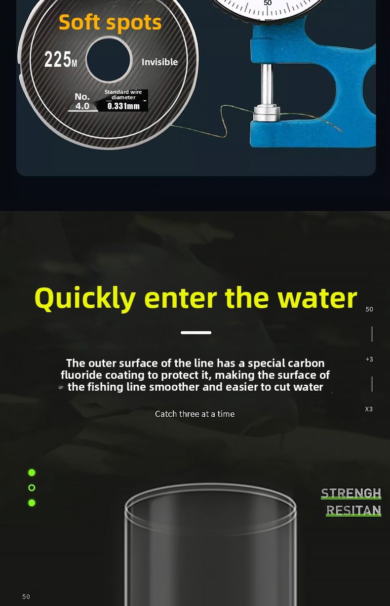 Slippery Road Sea Rod Nylon Soft Speckled Main Fishing Line Tension Sub-line_voghion.com