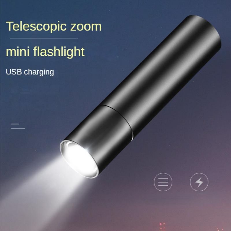 Lampe de poche à lumière forte T Mini lampe de poche de chargement USB lampe de poche multifonctionnelle à longue portée super lumineuse_voghion.com