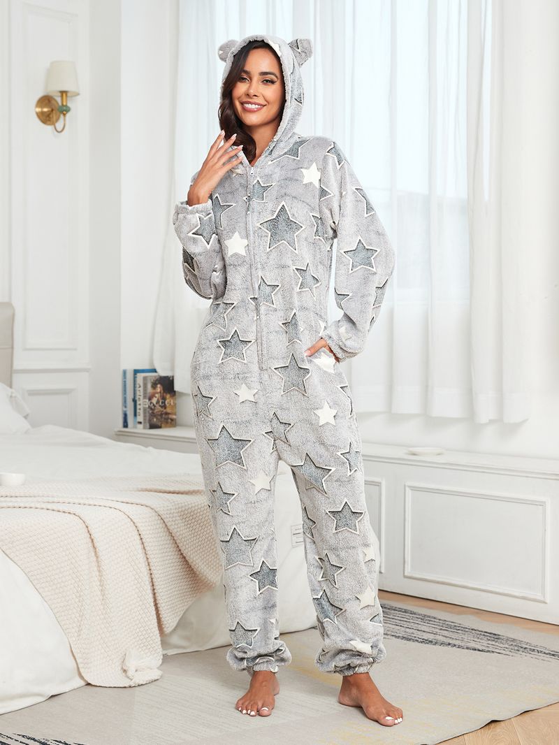 New Women's Luminous Onesie Multi-color One-piece Cute Loungewear Can Go Out Women's Warm And Comfortable Pajamas_voghion.com
