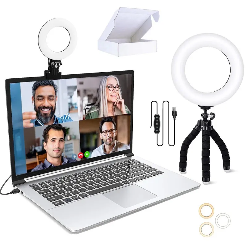 6Inch Video Conference Light Kit Ri Clip On Laptop Monitor With 3 Color Webcam Light Remote Work Self_voghion.com