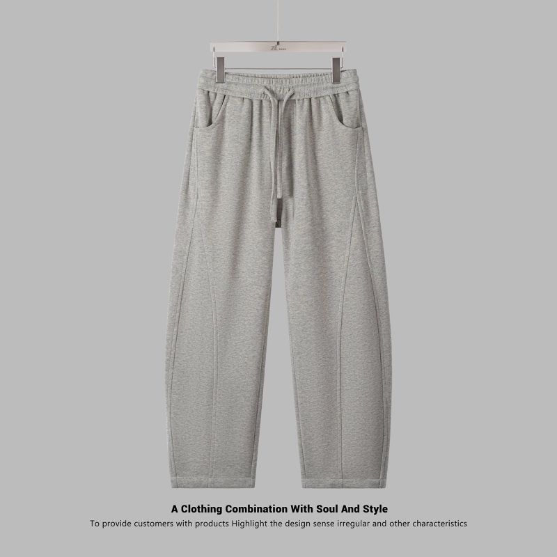 Pantalon de jogging décontracté en tricot pour homme avec cordon de serrage à la taille, coupe ample et poignets élastiques, pantalon d'automne confortable aux couleurs unies_voghion.com