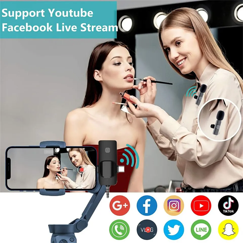GAMINJA K1 3in1 belaidis prisegamas mikrofonas iPhone Android Tiesioginio garso ir vaizdo įrašymo triukšmo mažinimas 3,5 mm_voghion.com