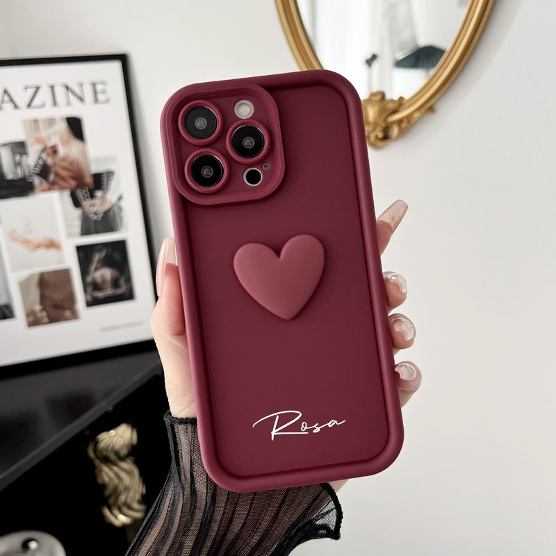 Coque personnalisée en silicone souple pour iPhone 16, 14, 13, 12, 11, motif cœur ..._voghion.com