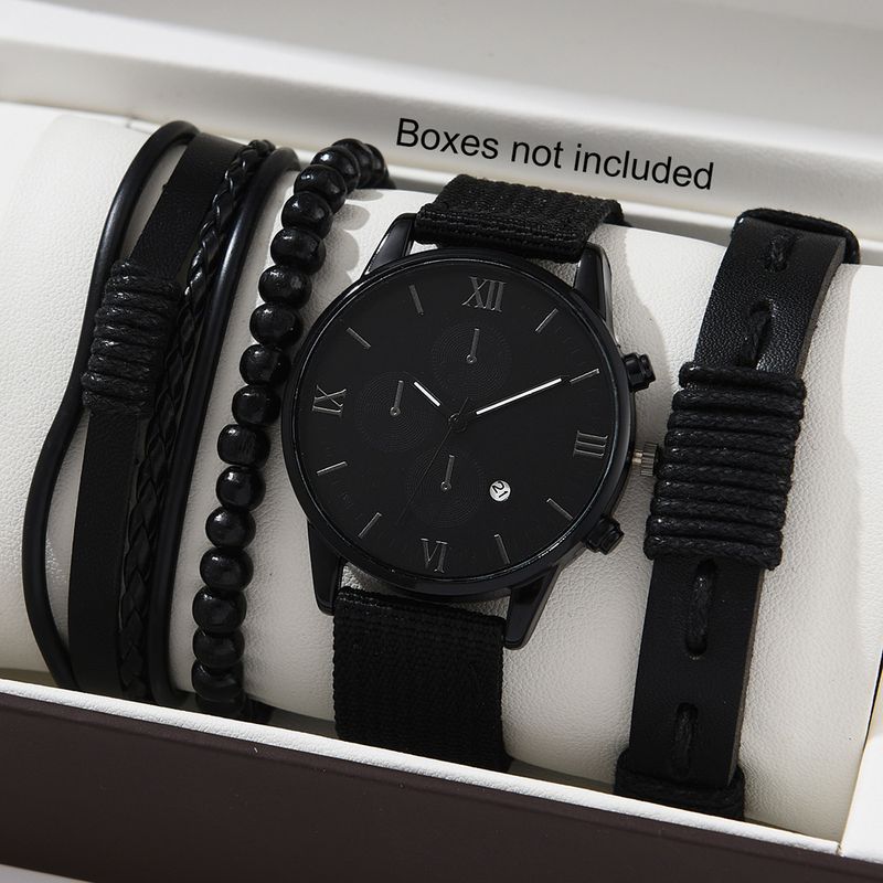 Canvas Bracelet Set Simple High-end Quartz Watch New Calendar Wristwatch Men's Gift_voghion.com