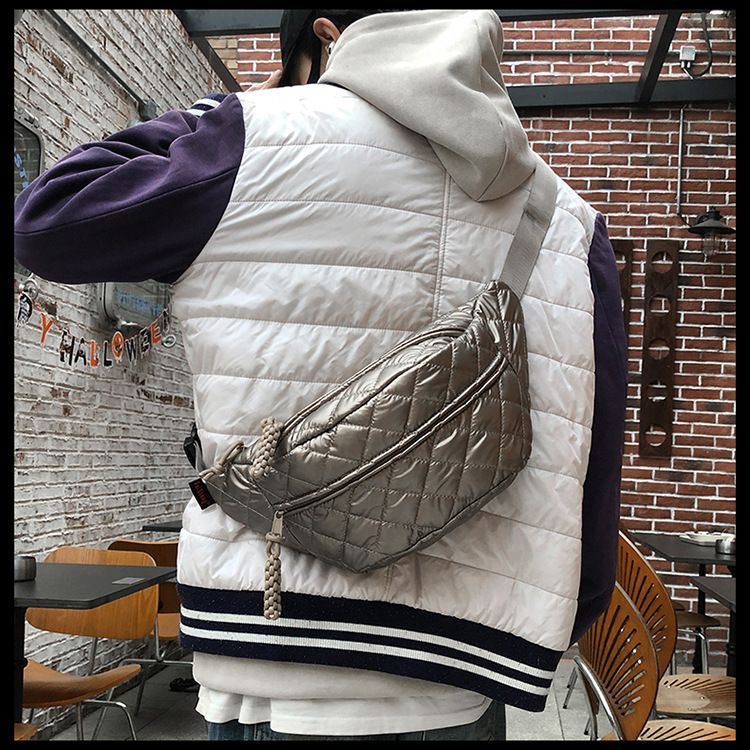 Winter New Women's Waist Bag Large Capacity Cotton Coat Crossbody Bag Fashion Waist Bag Diamond Embroidery Couple Chest Bag_voghion.com