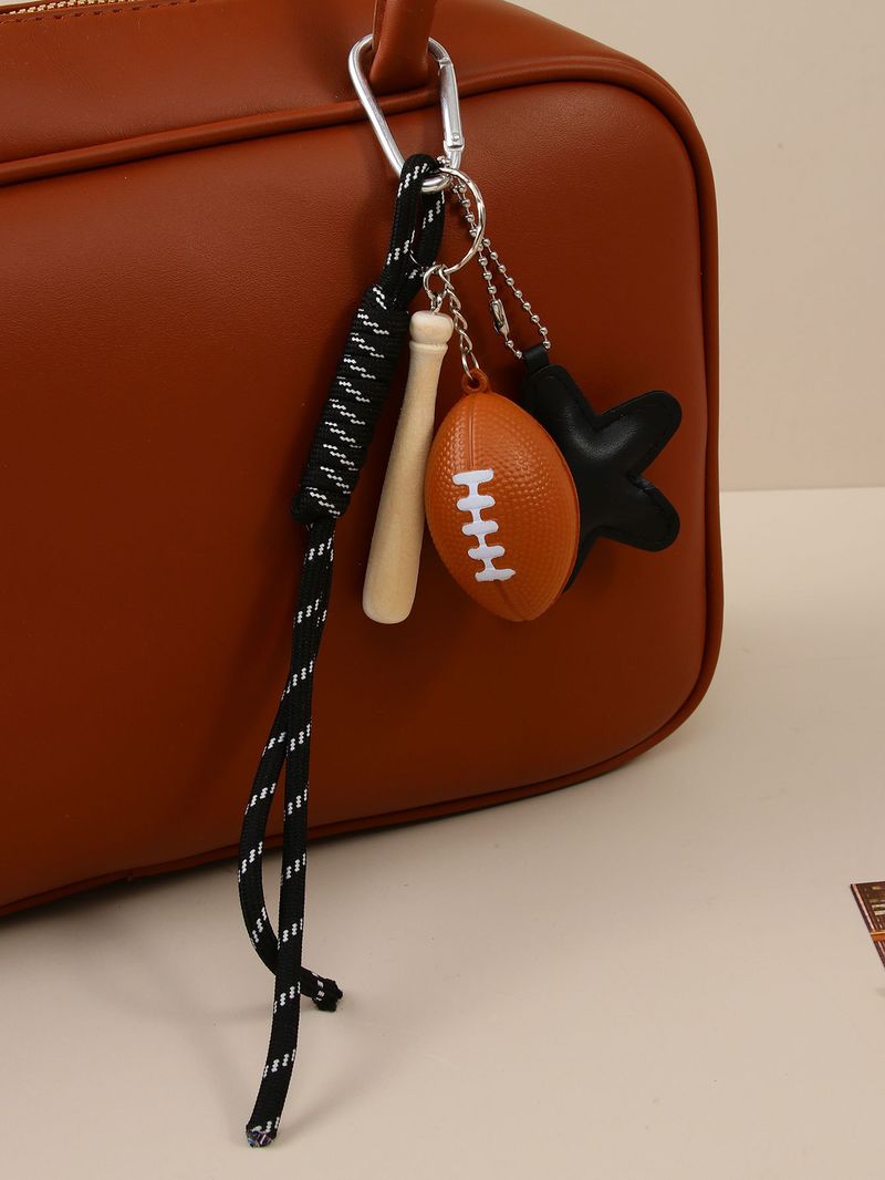 Handmade PU Leather Star Keychain Bag Charm - Camera & Football Design, Trendy DIY Accessory For Bags, Keys & More_voghion.com