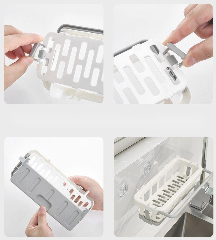 Kitchen Storage No-Drill Wall-Mounted Miscellaneous Organizer Multi-Functional Draining Spice Rack Sink Artifact_voghion.com