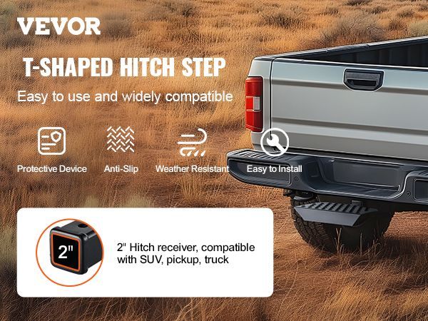 VEVOR Hitch Step For 2" Receiver Universal Trailer Tow Rear Bumper Guard Steel_voghion.com