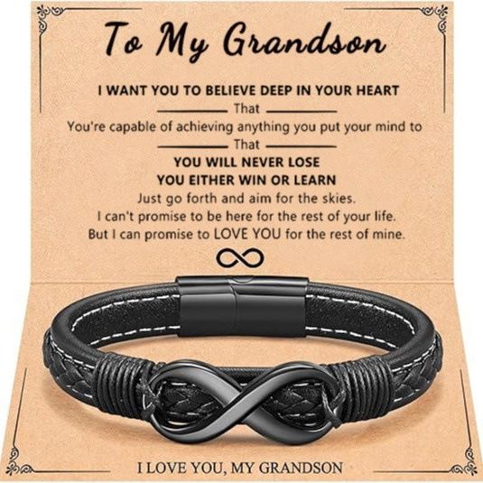 Bracciale da uomo in acciaio inossidabile con forma magnetica nera a forma di 8 "To My Man"_voghion.com
