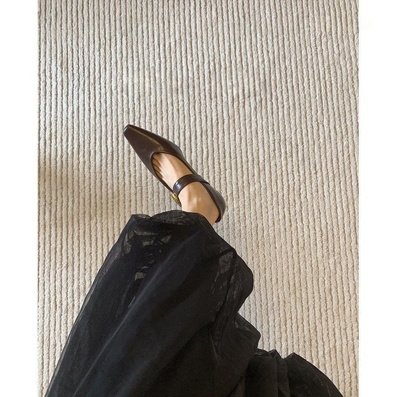 Scarpe Mary Jane di alta qualità in stile francese per donna con fibbia in metallo, eleganti tacchi alti a punta per il pendolarismo_voghion.com