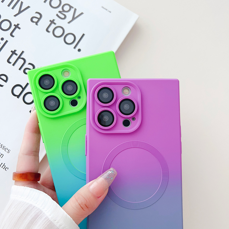 For Magsafe Matte Gradient Camera Lens Protector Case For iPhone 14 Pro Max 13 12 11 Pro Max Wireless Charger Magnetic New Cover_voghion.com