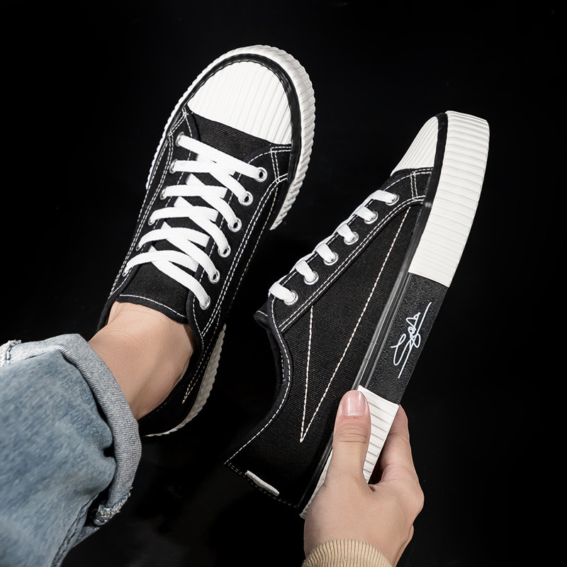 Canvas Men's Biscuit Shoes, 2025 Autumn New Korean Version Versatile Harajuku Ulzzang Breathable Student Ins Board Shoes_voghion.com