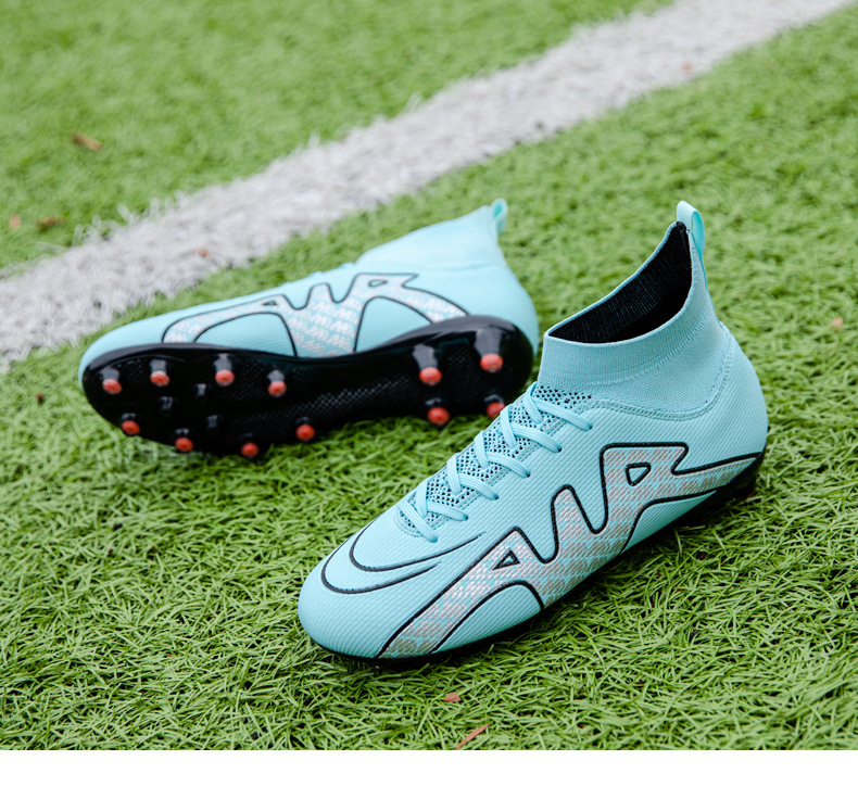 High-Top-Fußballschuh für Jungen und Mädchen, TF, gebrochener Kunstrasen, AG-Nagellederfuß, Jugend-Studenten-Trainingsschuhe_voghion.com