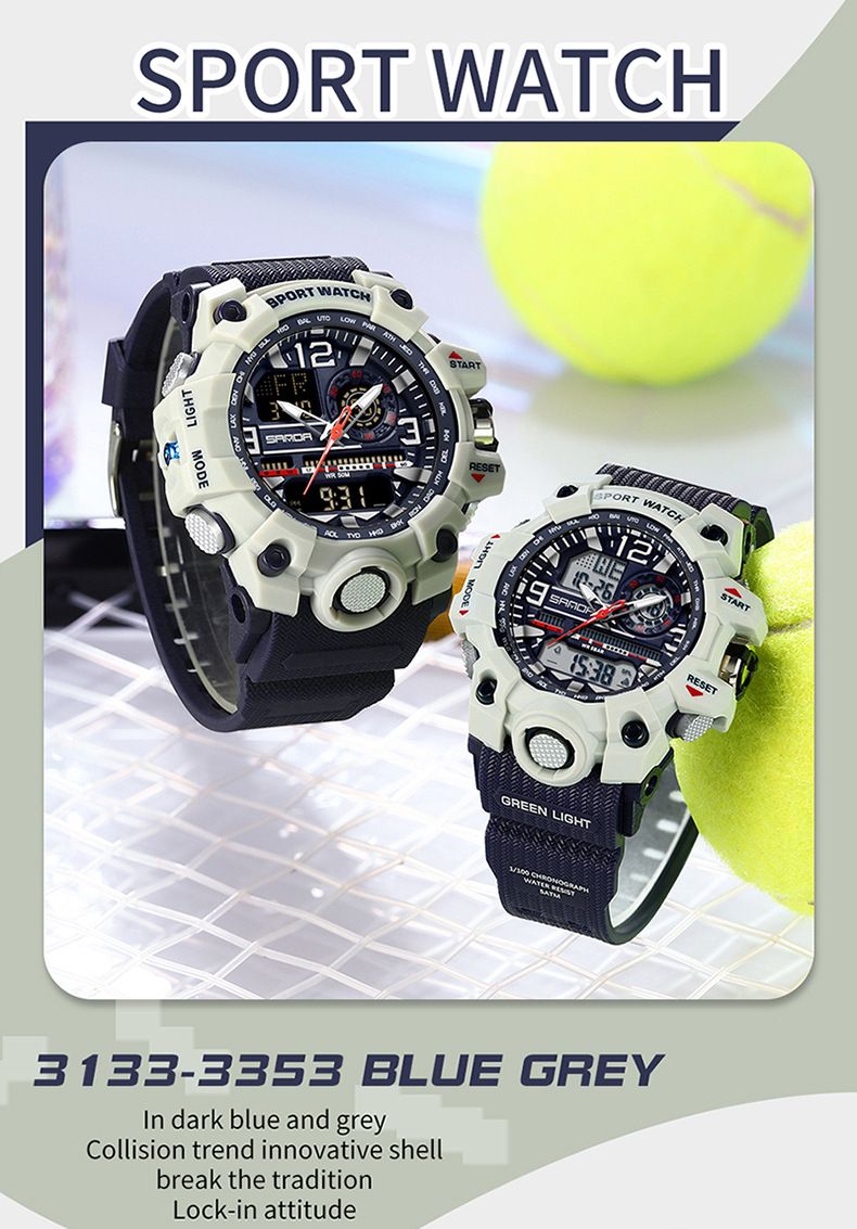 Stylish Unisex Digital Sports Watch With Dual Time, Alarm, Waterproof & LED Backlight - Perfect For Daily Wear, Workouts & Outdoor Adventures_voghion.com