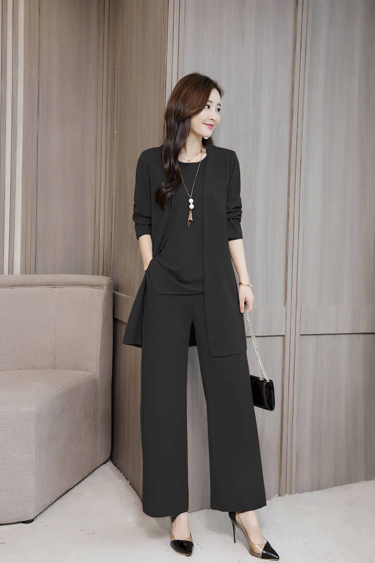 Fashionable Plus Size Women's Suit New 2025 Autumn Winter Wide Taipai Slimming Stylish Women's Clothing Three-Piece Set_voghion.com