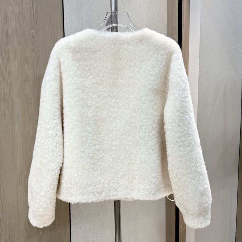 Damen Kunstpelz Kurzmantel Winter Rundhals Süße Kurzjacke Mit Ultralangen Ärmeln Trendy Fashion_voghion.com