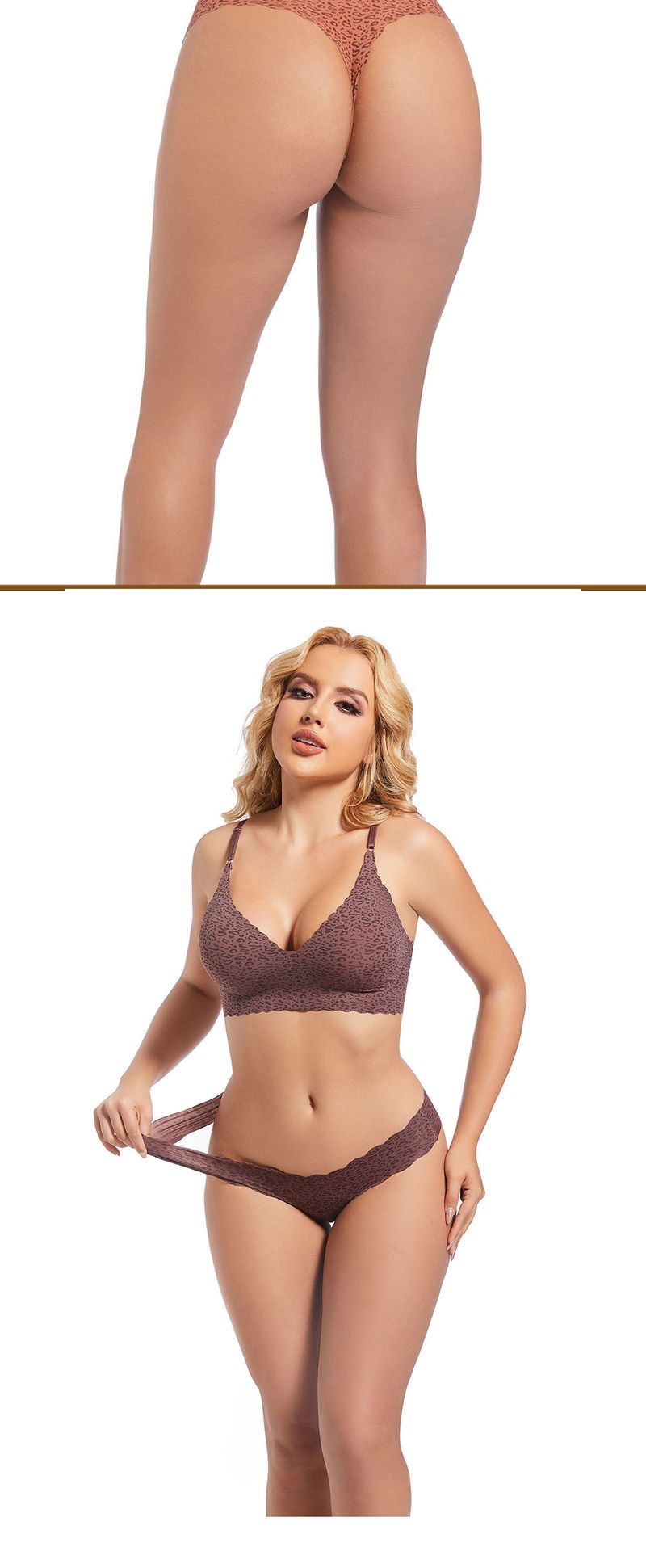 European and American seamless ice silk underwear women's low waist fitness yoga invisible cotton crotch thong foreign trade cross-border spot_voghion.com