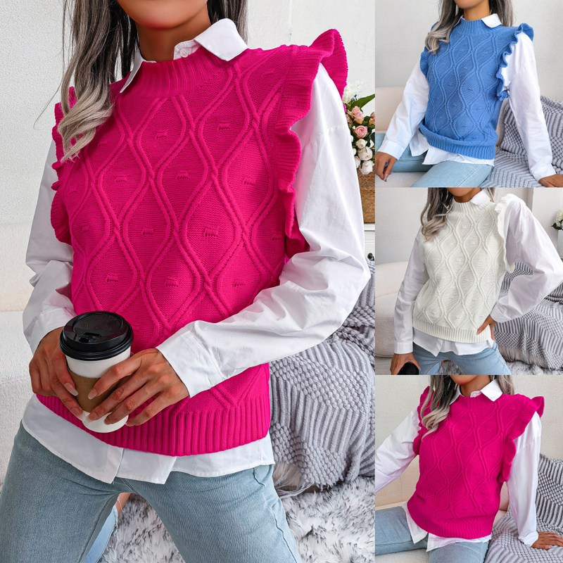 Damenpullover, Pullover, Hemd, einfarbig, ärmellos, Pullover, Weste, lässig, Pullover, Pullover, Weste_voghion.com