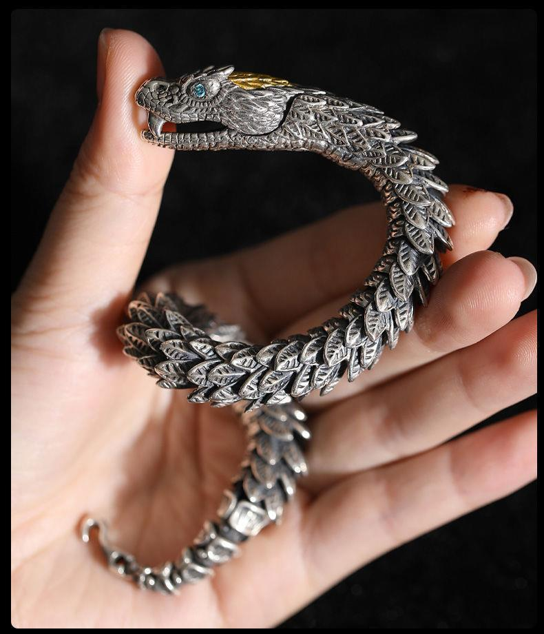 Black Snake Bracelet Men's Retro Style, High end, Unique Design, Personalized Medusa Sidewinder Hip Hop, Dominant_voghion.com
