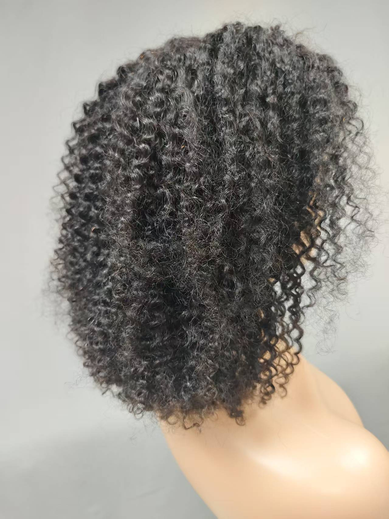 150 % tankio Afro Kinky garbanotų žmonių plaukų perukai Brazilijos garbanoti šveicariški nėriniai priekiniai perukai_voghion.com