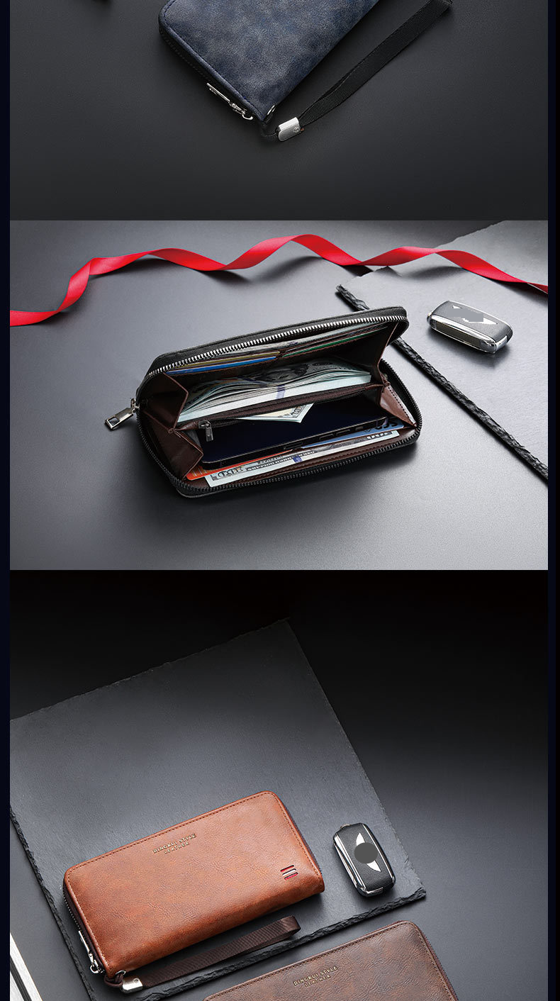 New Men's Wallet Casual Multi Card Slot Long Wallet Mobile Phone Coin Purse Large Capacity Clutch Bag_voghion.com