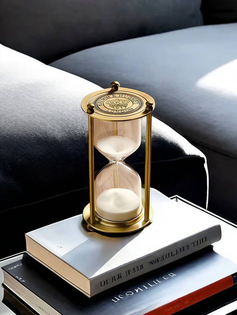 1 pz. Timer a clessidra in metallo da banco, design retrò in bronzo, adatto per decorazioni da scrivania in ufficio._voghion.com