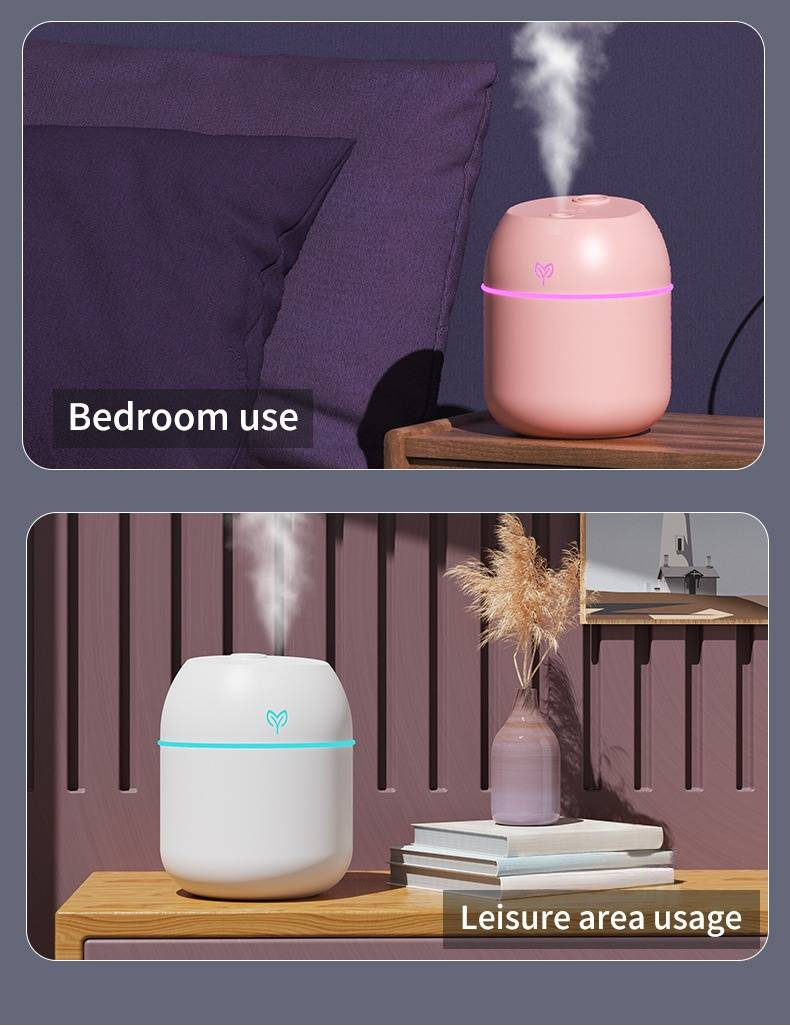 USB Air Humidifier With Aromatherapy & Night Light - Compact Desktop Humidifier For Home, Office, Car - Quiet Ultrasonic Mist Maker_voghion.com