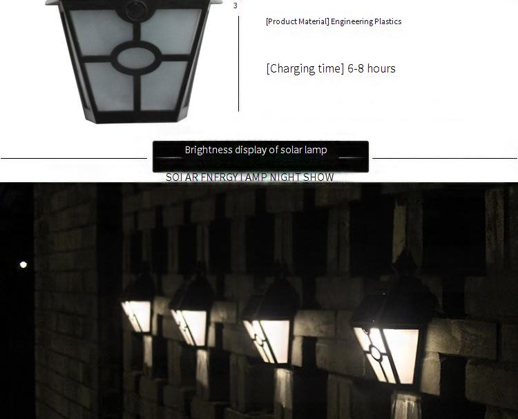Vintage Hexagon Solar Wall Light - Outdoor Waterproof LED Garden Fence Lamp With Warm/White Light_voghion.com