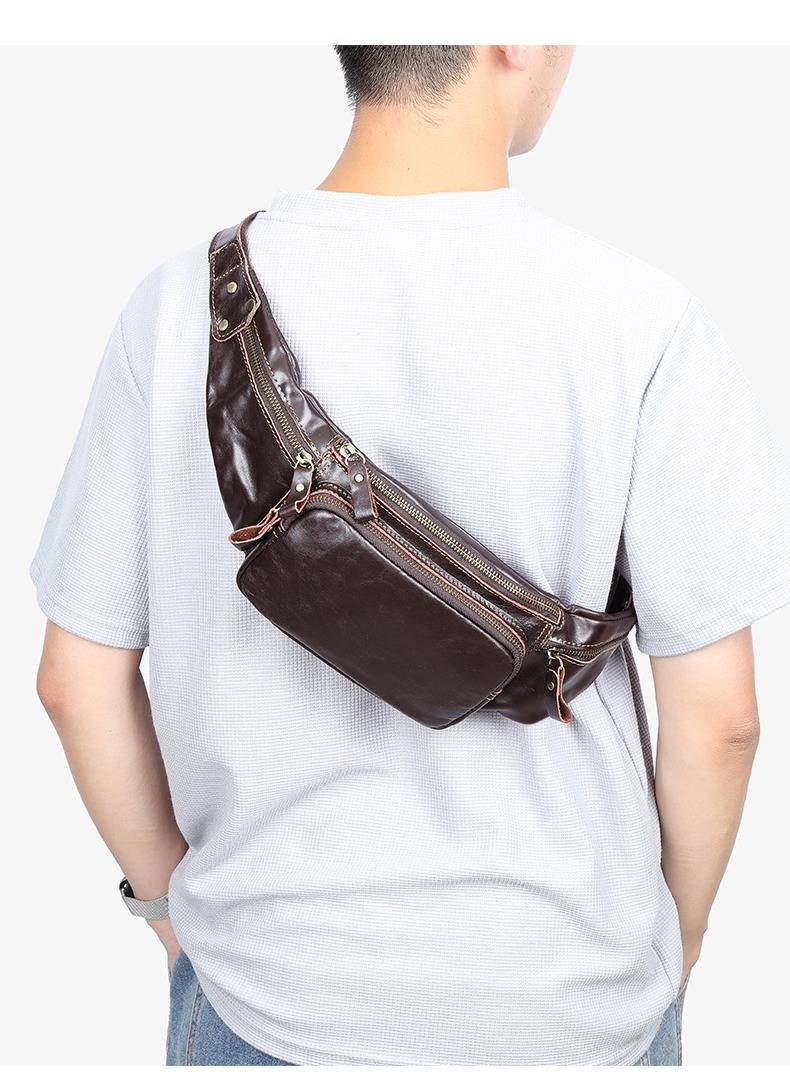 Men's Genuine Leather Waist Bag - Premium Crossbody Sling Bag For Outdoor & Daily Use - Stylish & Durable With Multipurpose Design_voghion.com