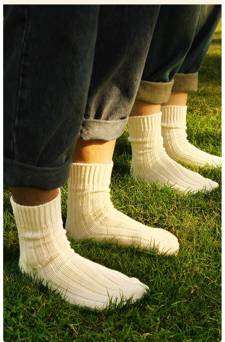 Calzini da uomo, spessi calzini lavorati a maglia, traspiranti, lunghi calzini a tubo medio da esterno, giapponesi, retrò, per ragazzi e ragazze, bianchi, autunnali e invernali, semplici calzini in cotone_voghion.com