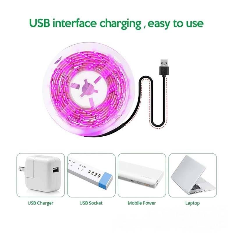 Lampada LED USB da 5 V a spettro completo per la coltivazione di piante da interno, piantine, fiori, idroponica, serra e tenda - Opzioni di lunghezza 1 M/2 M/3 M_voghion.com