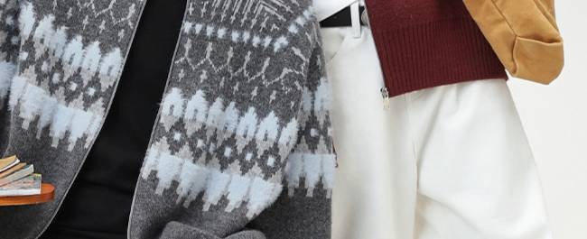 Cardigan da uomo in maglia Fair Isle, maglione in misto lana e visone sintetico di ispirazione vintage, pullover con motivo nordico dalla texture morbida per autunno e inverno_voghion.com