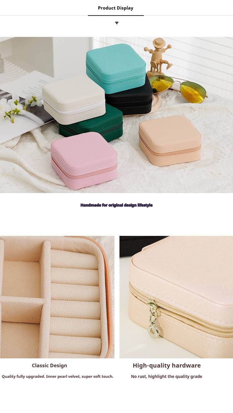 Elegante Schmuckbox aus PU-Leder – anpassbare Fächer für Ringe, Ohrringe und Halsketten (10 x 10 x 5 cm, 8 Farben)_voghion.com