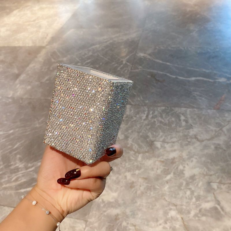 Luxury Acrylic Car Organizer With Diamond Accents – 18L Large Capacity Waterproof Storage Box For Makeup Brushes, Pens & Essentials_voghion.com