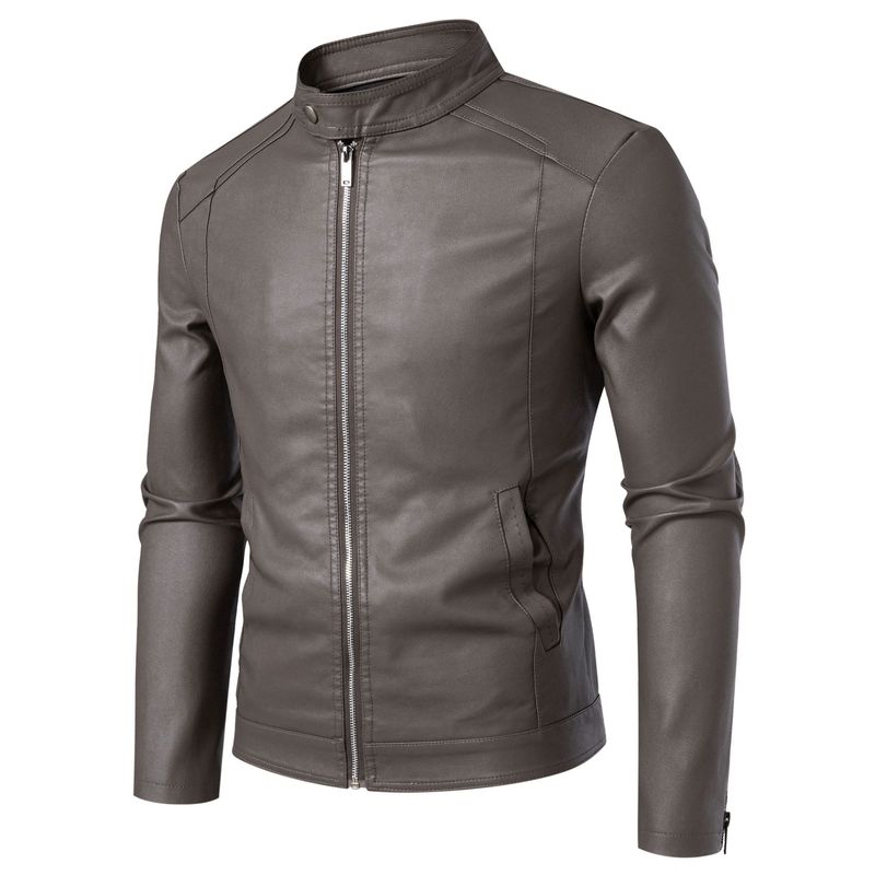 Giacca in pelle spessa, versatile, foderata in pile, vestibilità slim, da uomo, autunno inverno 2025, nuova taglia forte_voghion.com