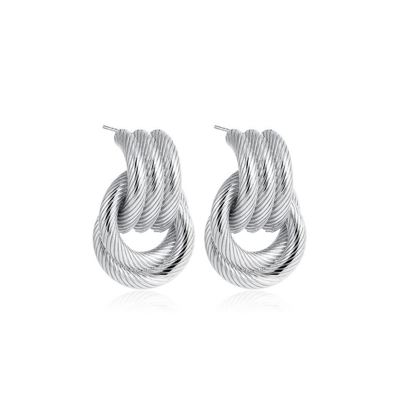 Unisex Mode Persönlichkeit Nischen Ohrringe Kalten Stil Doppel Ring Ohrringe High-End Kreuz Doppel Ring Creolen_voghion.com
