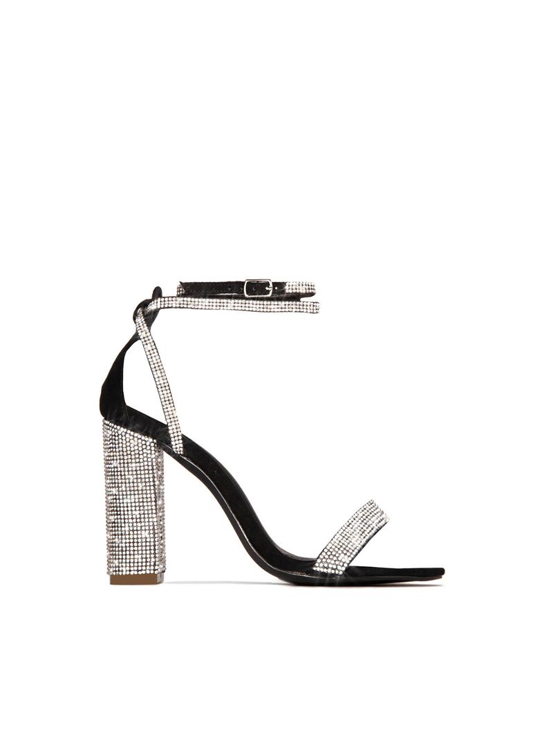 pantofi dama negru stil nou strasuri gros toc inalt catarama moda in aer liber sandale sexy cu toc inalt_voghion.com