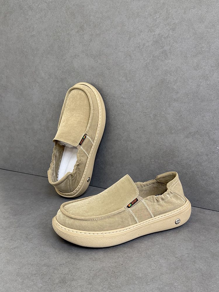New Summer Men's Lightweight Thick Comfortable Canvas Soft Sole Breathable Casual Shoes Slip-On Loafers_voghion.com