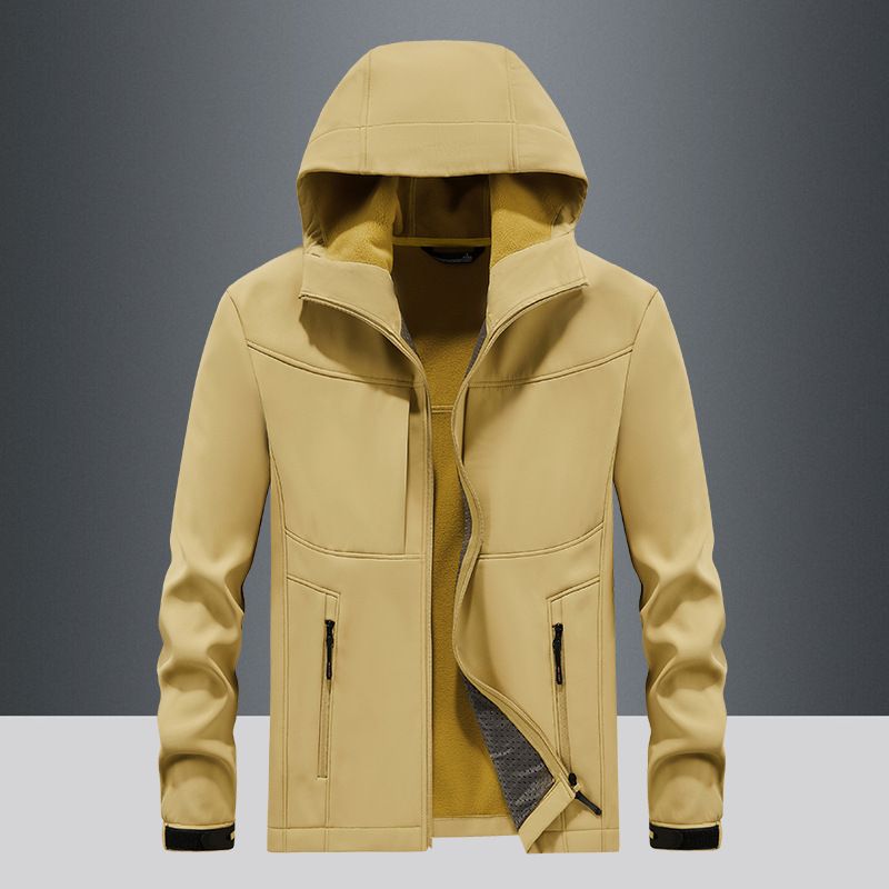 2025 New Men's Jacket Spring And Autumn Windproof Fleece Hooded Casual Soft Shell Jacket Trench Coat Men_voghion.com