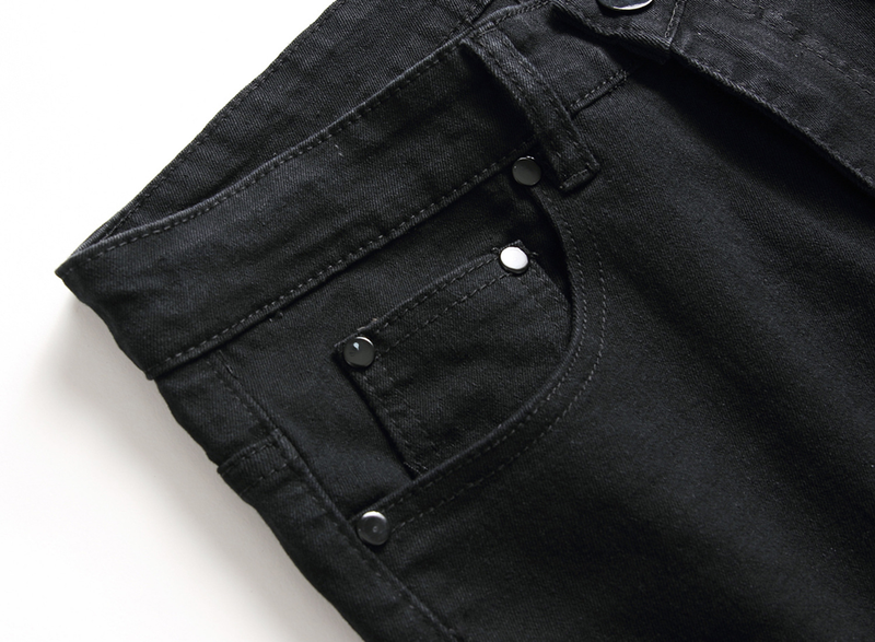 Jeans elasticizzati slim fit da uomo con strappi alle ginocchia - Pantaloni in denim lavato vintage per abbigliamento casual e streetwear_voghion.com