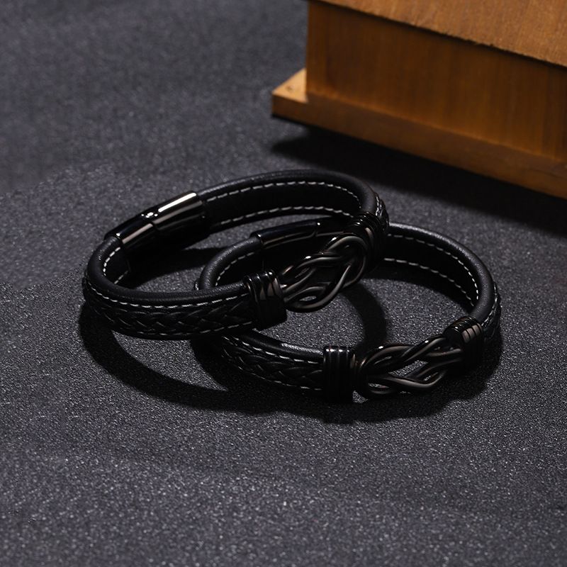 Beliebte Retro-Armbänder aus Edelstahl für Herren, Armbänder aus Titanstahl und Armbänder aus Mikrofaserleder_voghion.com
