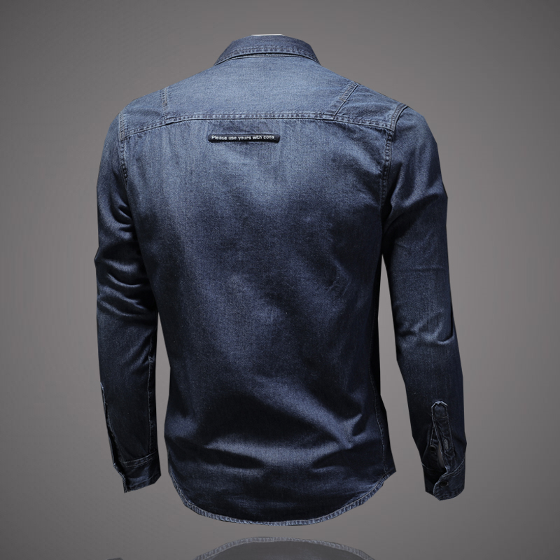 Herrkläder Bomullsjeansskjorta M5xl För Herrar_voghion.com
