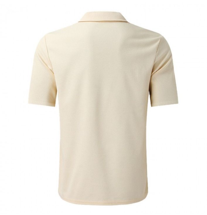 Men's Clothing Polo Shirt V Lapel Short Sleeved Pullover Polo Casual Long Suit_voghion.com