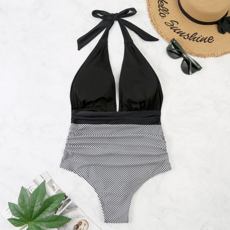 Kadınlar İçin Tek Parça Sırtı Açık Seksi Renk Uyumlu Çapraz Bikini_voghion.com