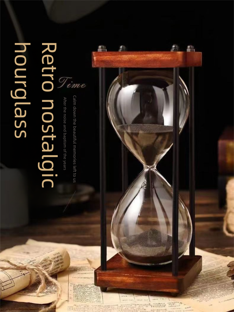 Simple Modern Geometric Glass Hourglass Ornament Creative Anti-Fall Children's Half-Hour 60-Minute Timer_voghion.com