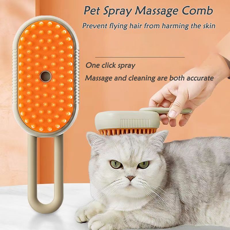 Spray de masaje para gatos, perros y mascotas. Un botón, pulverizador de vapor, herramienta de cuidado giratoria y plegable, cepillo depilatorio de 3 pulgadas de PawParty Store._voghion.com